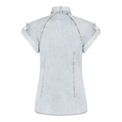 Zimmermann Stylish Top Featuring Tie Collar And Folded Cuffs In Blue