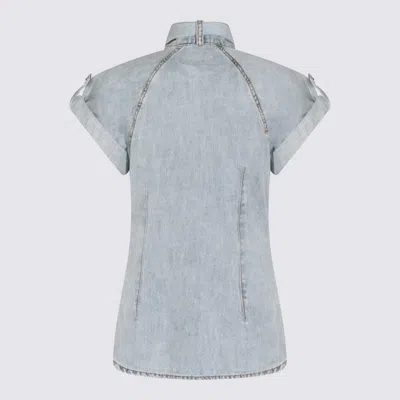Zimmermann Stylish Top Featuring Tie Collar And Folded Cuffs In Blue