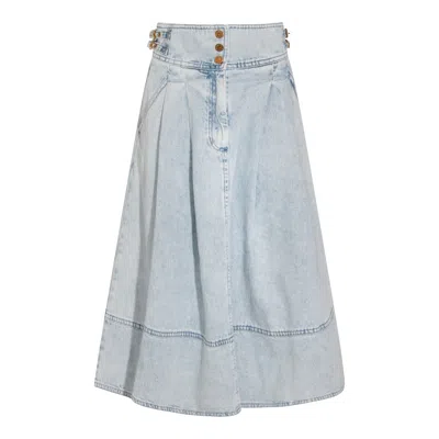 Zimmermann Light Blue Cotton Skirt In Blue