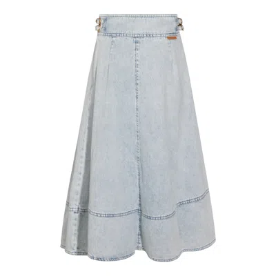 Zimmermann Light Blue Cotton Skirt In Blue