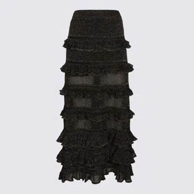 Zimmermann Metallic Black Cotton Skirt In Black