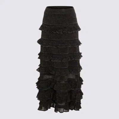 Zimmermann Metallic Black Cotton Skirt In Black