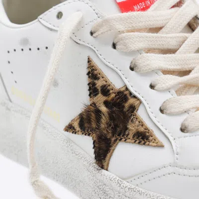 Golden Goose White Vintage Leather Sneakers With Leopard Star In Multi