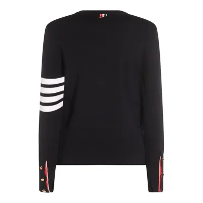 Thom Browne Crewneck Wool Sweater With Signature Stripes In Blue