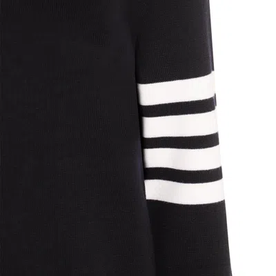 Thom Browne Crewneck Wool Sweater With Signature Stripes In Blue