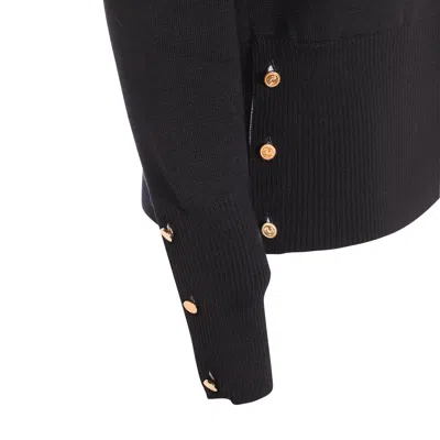 Thom Browne Crewneck Wool Sweater With Signature Stripes In Blue