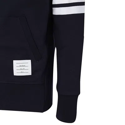 Thom Browne Hooded Sweatshirt With Zip-up Front And Iconic Stripes In Black