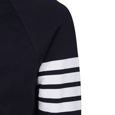 Thom Browne Hooded Sweatshirt With Zip-up Front And Iconic Stripes In Black