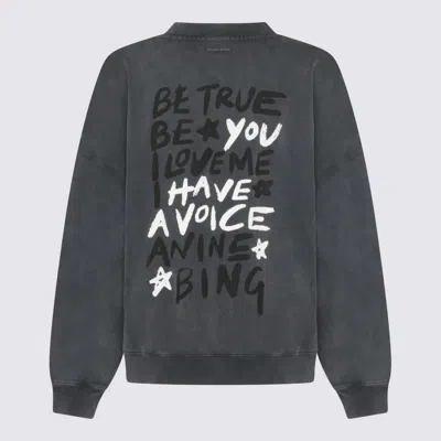 Anine Bing Graphic Print Long Sleeve Knit Sweatshirt In Blue