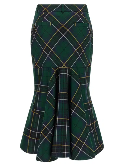Alexander Mcqueen Tartan Skirt Skirts Green In Black