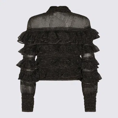 Zimmermann High Neck Long Sleeve Metallic Top In Brown