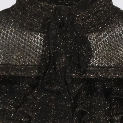 Zimmermann High Neck Long Sleeve Metallic Top In Brown