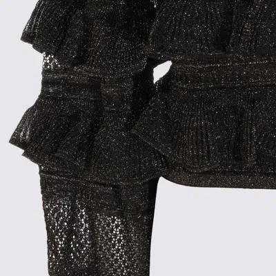 Zimmermann High Neck Long Sleeve Metallic Top In Brown