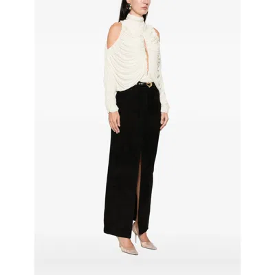 Francesco Murano Ruched Keyhole Top In Neutral