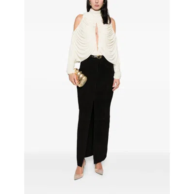 Francesco Murano Ruched Keyhole Top In Neutral