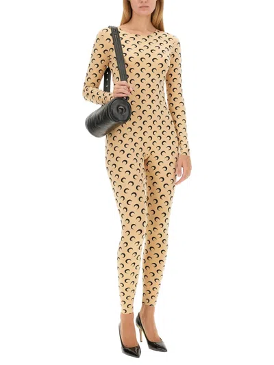 Marine Serre Combinaison Longue Jersey Moon Beige In Neutral