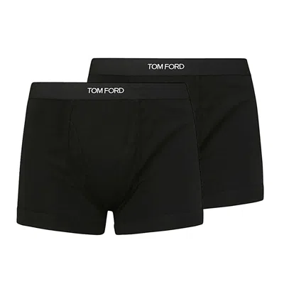 Tom Ford Pack Of 2 Logo Cotton Boxer Briefs In Black