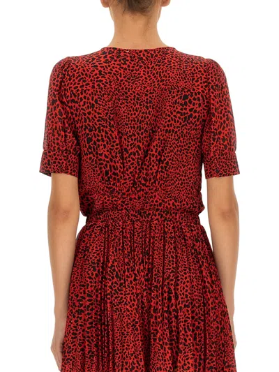 Michael Kors V-neck Blouse In Red