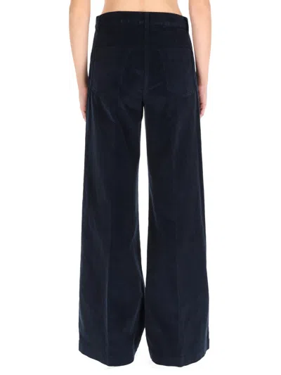 Aspesi Relaxed Fit Wide-leg Trousers Pockets In Blue