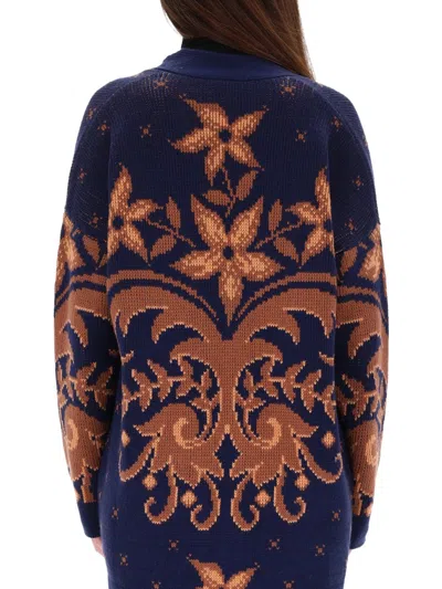 Etro Wool Cardigan In Blue