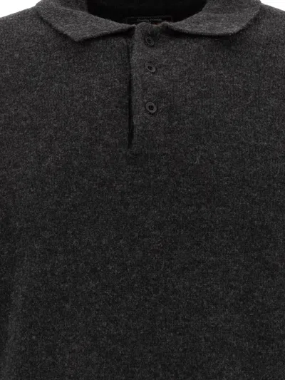Beams Plus 9g Knitted Polo Shirt In Gray