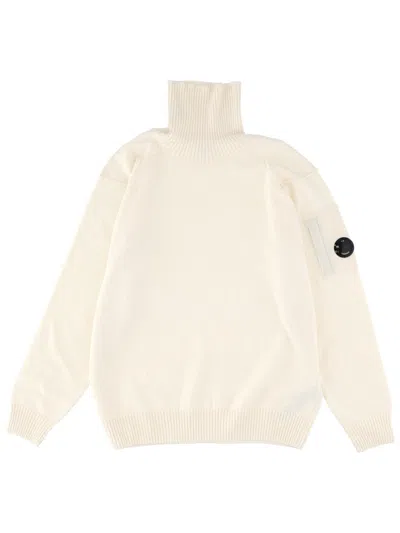 C.p. Company Turtleneck Sweater Sleeve Pocket In White