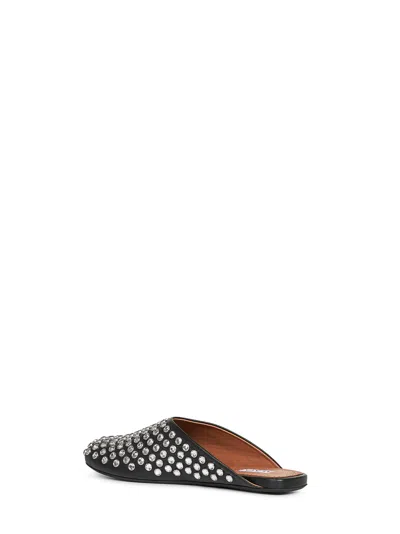 Alaïa Women Black Nappa Leather Rhinestone Flat Mules In Black