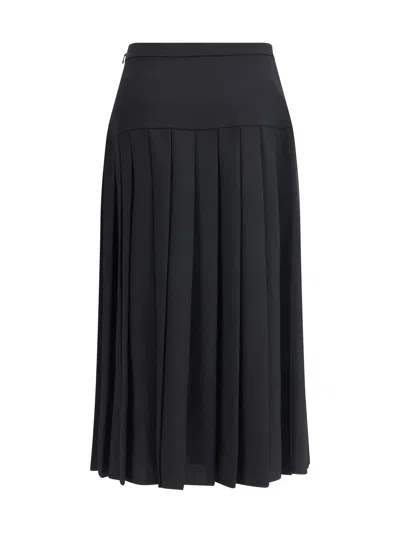 Alessandra Rich Pleated Midi Skirt In Black