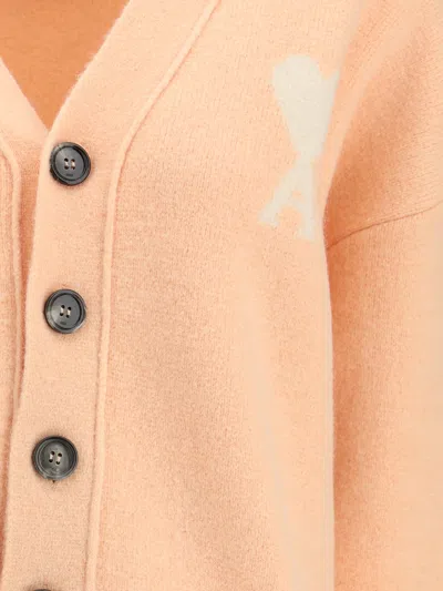 Ami Alexandre Mattiussi Ami Paris Women Alpaca Ami De Coeur Cardigan In Pink