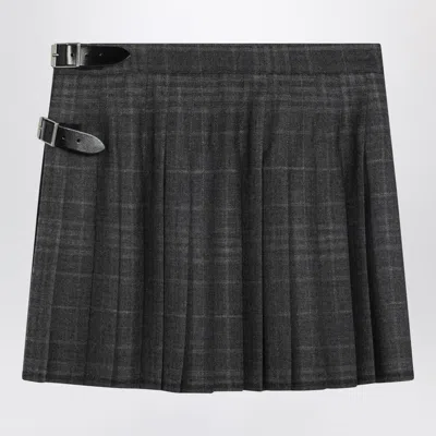 Balenciaga Grey Shadow-effect Tartan Mini Skirt Women In Black