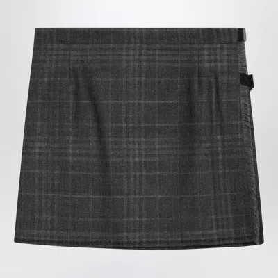 Balenciaga Grey Shadow-effect Tartan Mini Skirt Women In Black