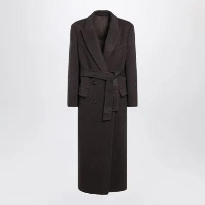 Brunello Cucinelli Cashmere And Wool Belted Coat In Brown