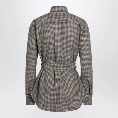 Brunello Cucinelli Check-pattern Shirt With Belt And Shiny Collar Detail Women In Gray