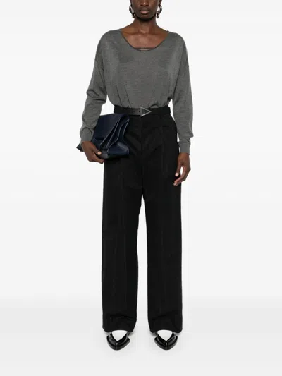 Brunello Cucinelli Women's V-neck Jumper Sweater In Gray