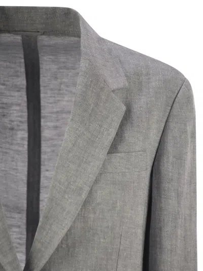 Brunello Cucinelli Women Sparkling Linen Canvas Jacket With Jewellery In Gray
