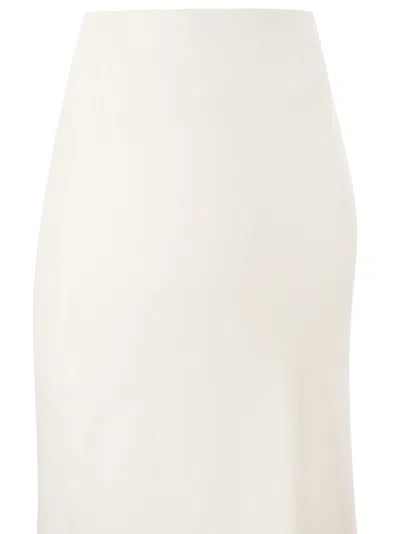 Brunello Cucinelli Long Skirt With Elasticized Waistband And Side Slits In White