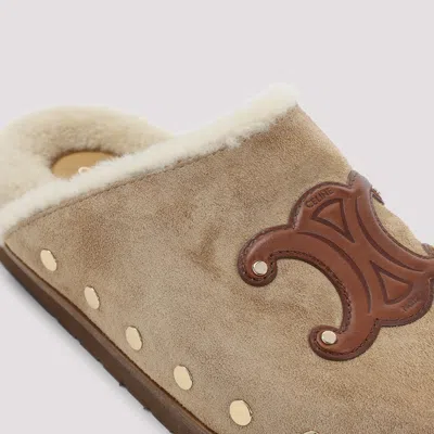 Celine Triomphe Wedge 15mm Mules Women In Brown