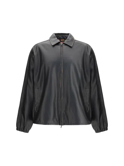 Diesel Black Polyester Biker Jacket In Black