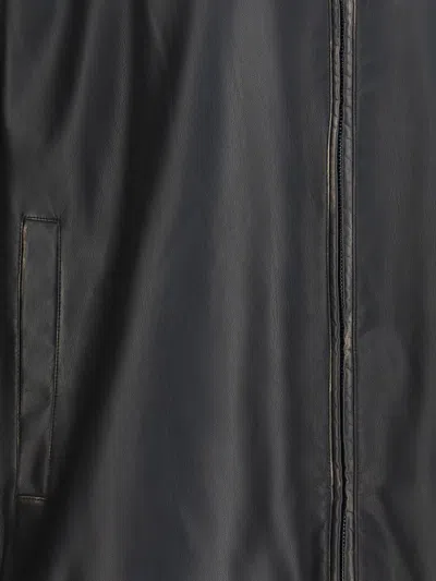 Diesel Black Polyester Biker Jacket In Black