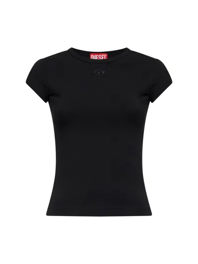 Diesel Women Black Stretch Jersey Logo T-angie-od T-shirt In Multi