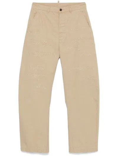 Dsquared2 Men Ripped Chino Pants In Metallic