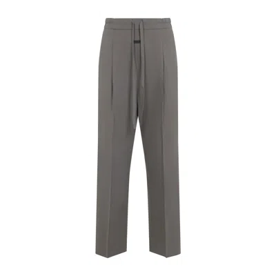 Fear Of God Premium Lyocell-cotton Blend Trousers With Adjustable Waistband In Gray