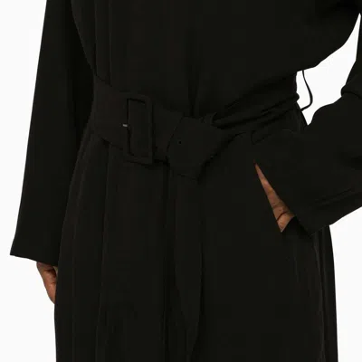 Balenciaga Black Single-breasted Belted Coat In Black