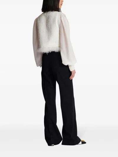 Balmain Sacai Sacai Short Dress With Contrasting Pleated Back In Neutral