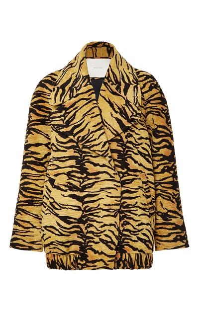 Shop Adam Lippes Tiger Jacquard Double Breasted Coat