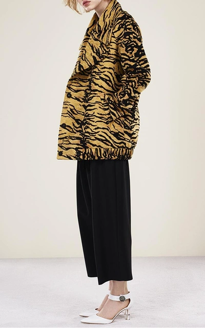 Shop Adam Lippes Tiger Jacquard Double Breasted Coat