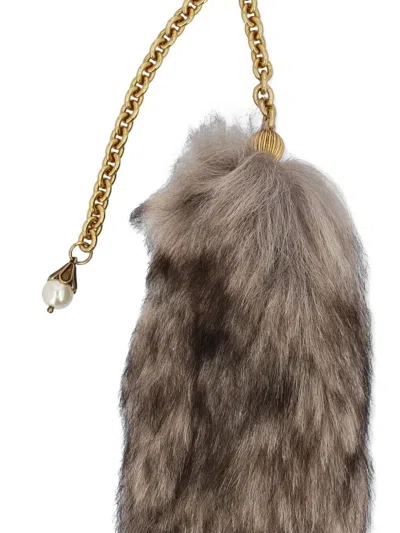 Chloé Treasure Tails Charm In Shearling In Gray