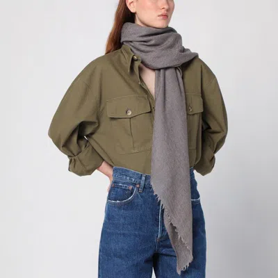Destin Mud-coloured Wool-silk Blend Scarf In Gray