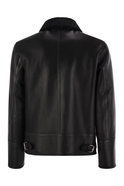 Dondup Regular Shearling Jacket In Black