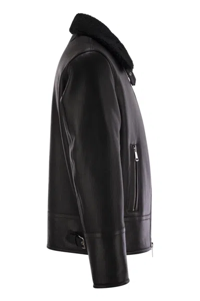 Dondup Regular Shearling Jacket In Black